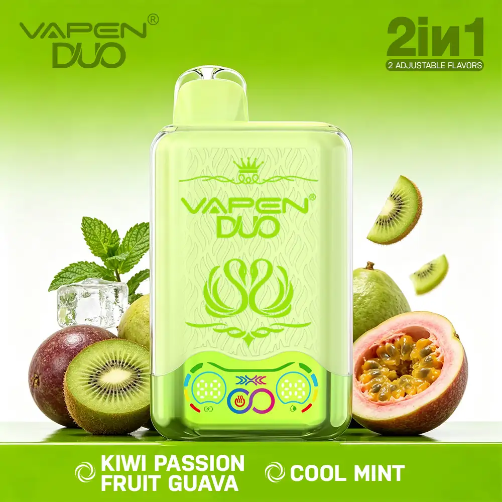 vapen-duo-kiwi-passion-fruit-guava-cool-mint-H2 VAPEN DUO 40K Puffs – Kiwi Marakuja Guawa & Chłodna Mięta - obrazek 1