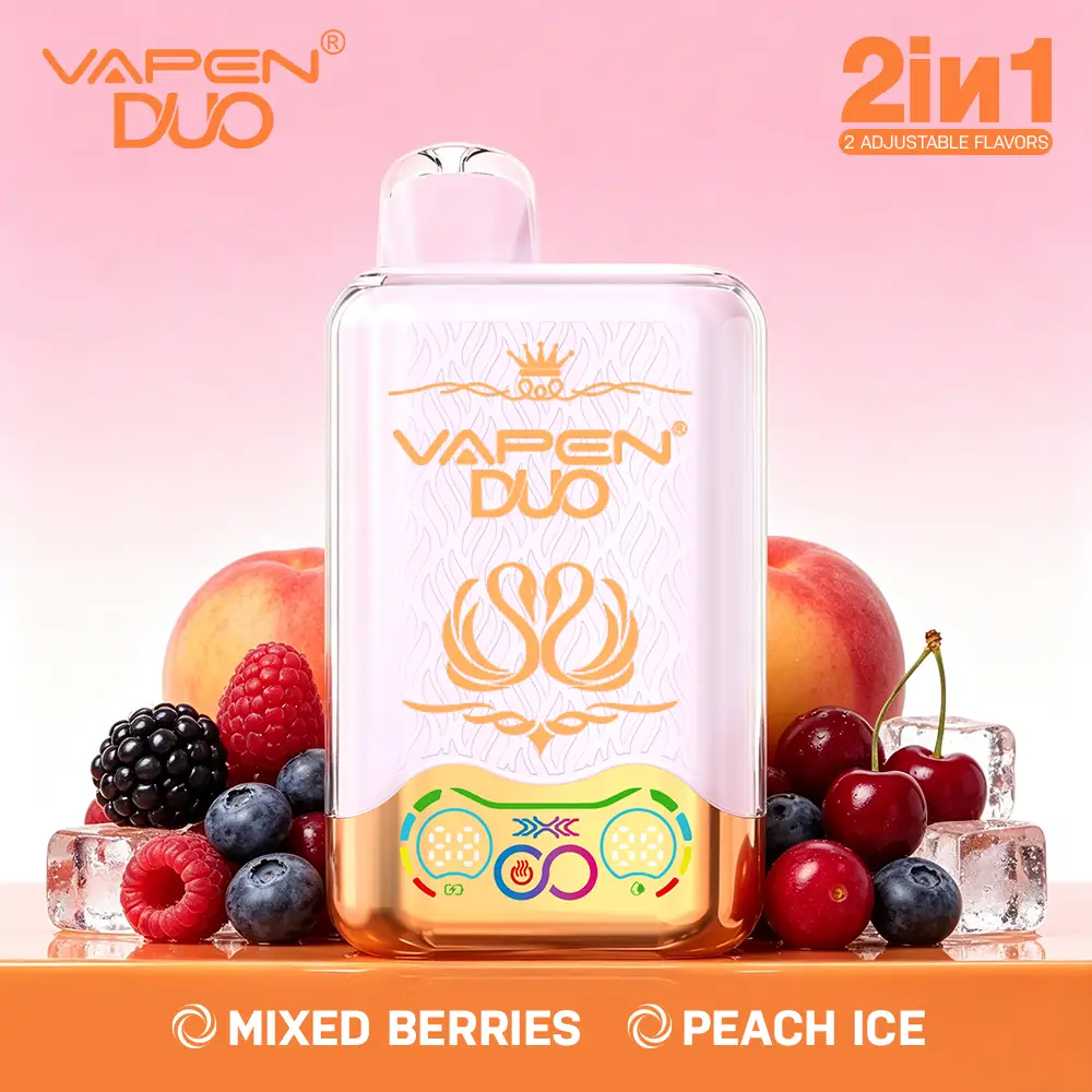 vapen-duo-mixed-berries-peach-ice-H2 VAPEN DUO 40K Puffs – Owoce Leśne & Brzoskwinia Ice - obrazek 1