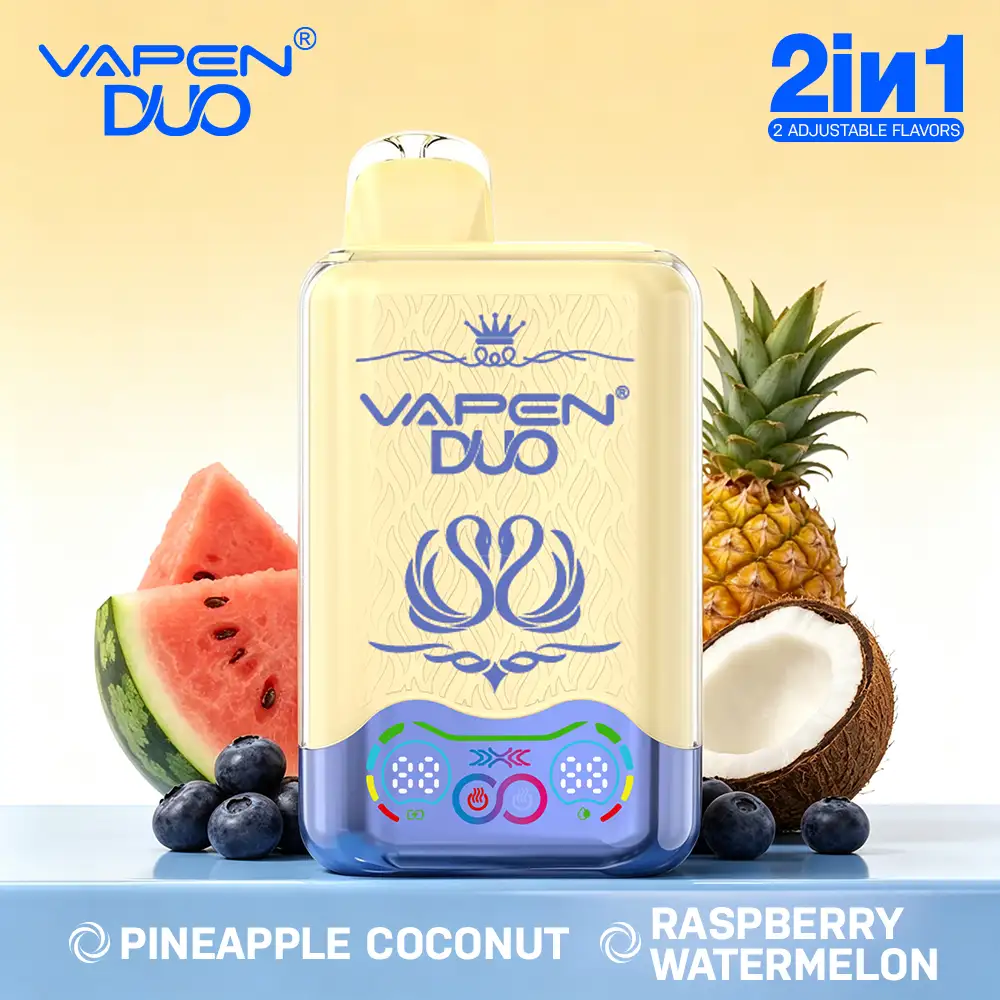 vapen-duo-pineapple-coconut-raspberry-watermelon-H2 VAPEN DUO 40K Puffs – Ananas Kokos & Malina Arbuz - obrazek 1
