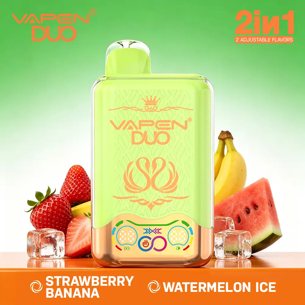 vapen-duo-strawberry-banana-watermelon-ice-H2 VAPEN DUO 40K Puffs – Truskawka Banan & Arbuz Ice - obrazek 1